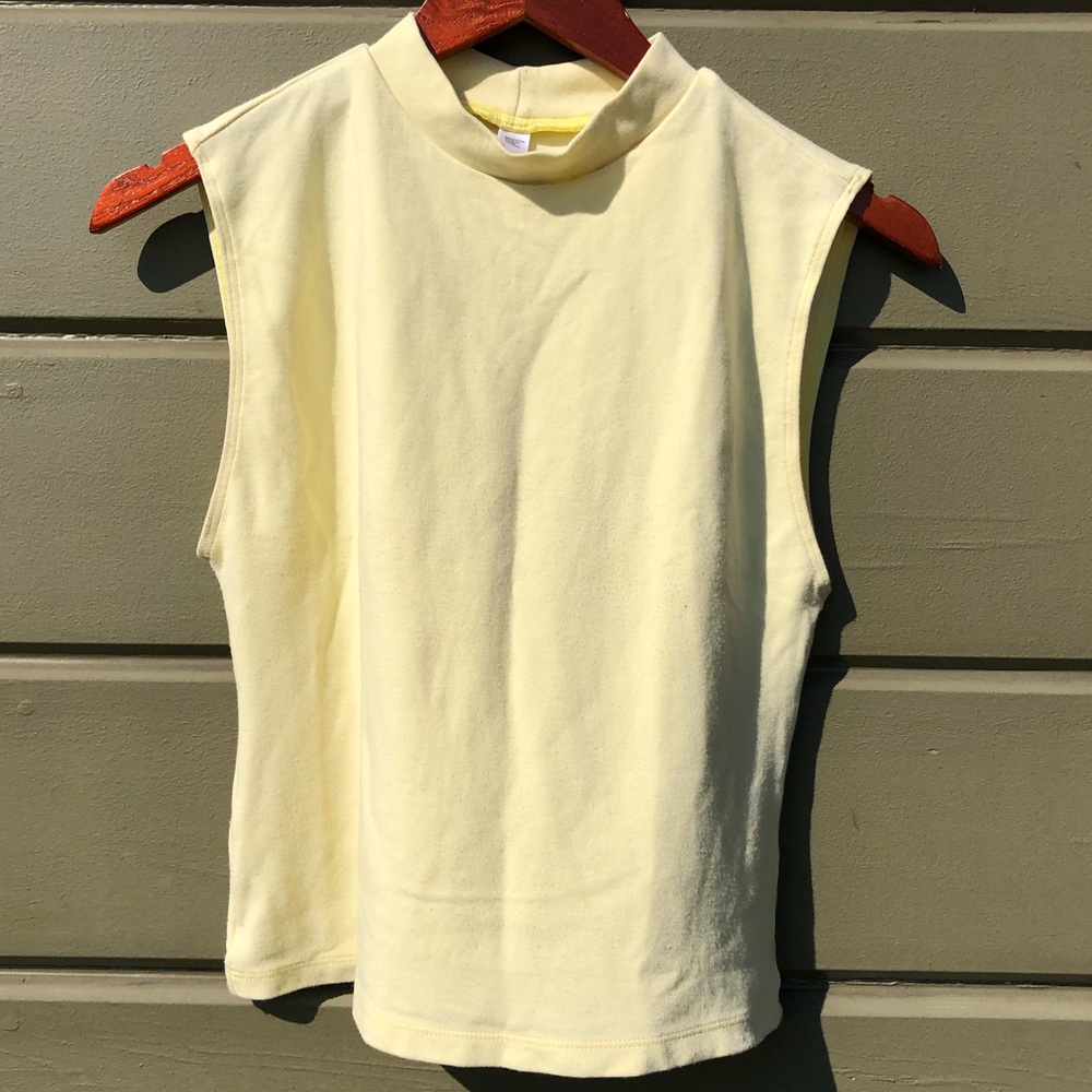 American Apparel Pale Yellow Mock Neck